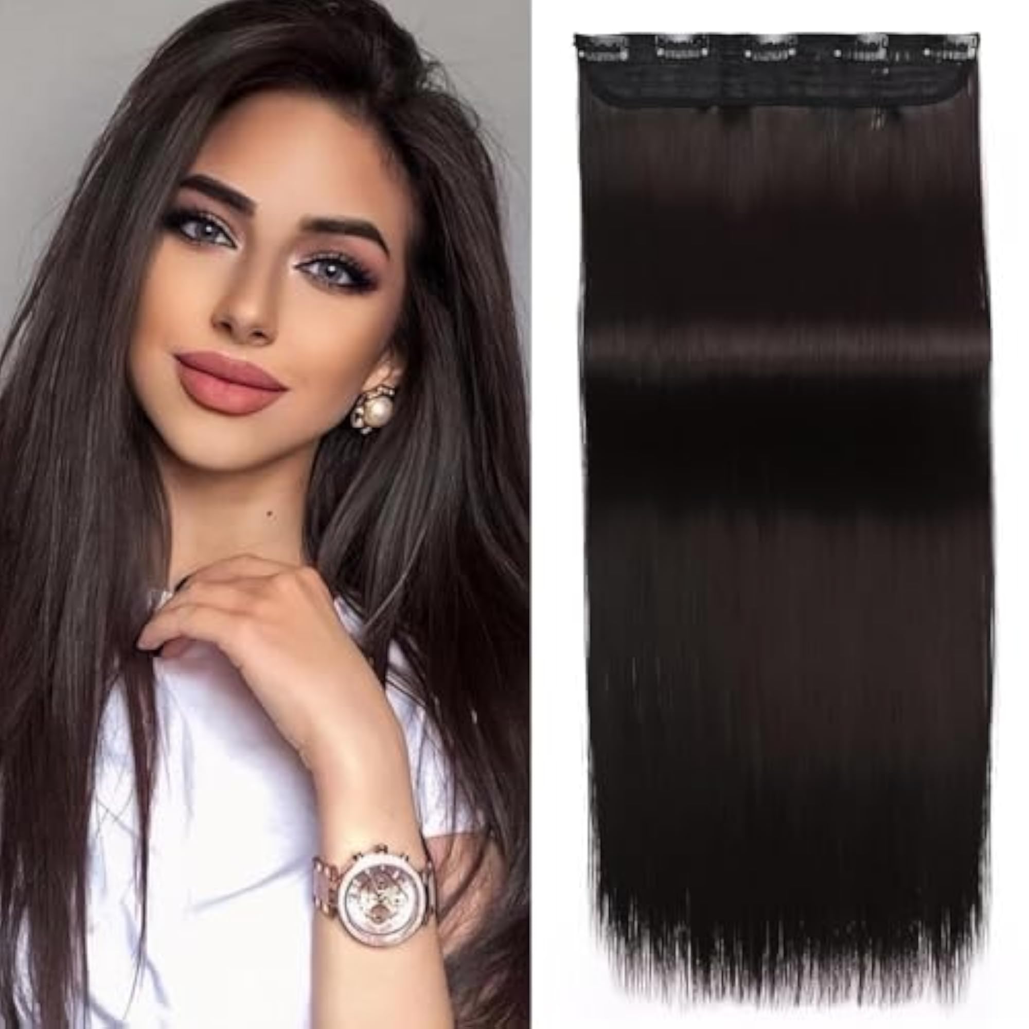 24" Clip-in Straight Synthetic Hair Extensions